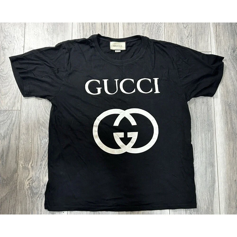 Gucci Black Interlocking G Logo Oversized T-Shirt - Size XXL (100% Authentic)